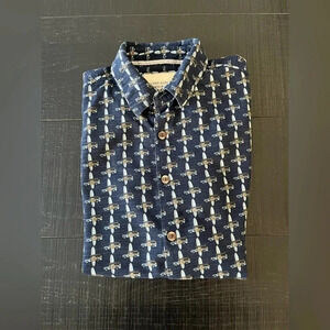 Island Republic Hawaiian Shirt Mens Large Blue Cars Silk Button Up